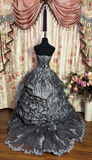 Vintage Grey A Line Sweetheart Neck Lace Satin Tulle Prom Dress Evening Dress Formal Dress HZ1023