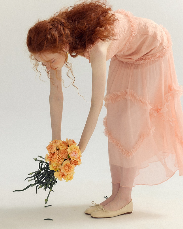 Orange-pink A Line Spaghetti Strap Lace Long Prom Dress Party Dress HZ1023