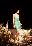 Shiny Bright Green Sequin A Line Spaghetti Strap Short Homecoming Dress Cocktail Dress HZ1023