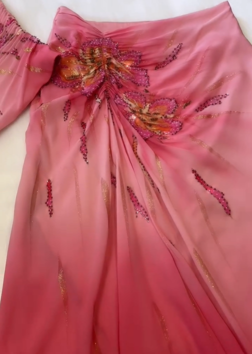 Vintage A Line Spaghetti Straps Two Piece Pink Chiffon Short Party Dress Homecoming Dress HZ1023