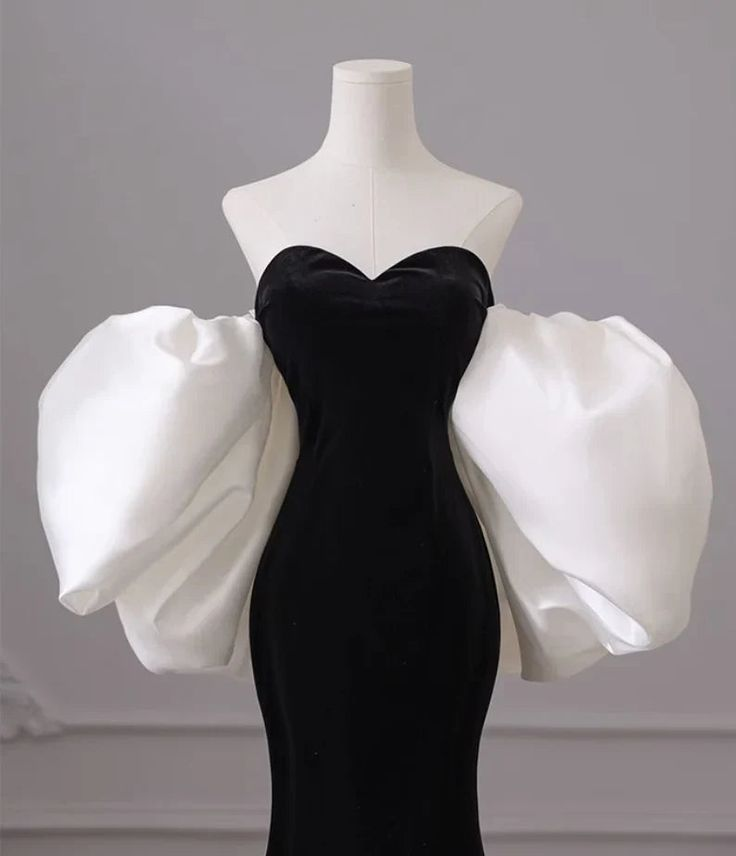 Black Velvet Strapless Mermaid Prom Dress Evening Dress HZ1023