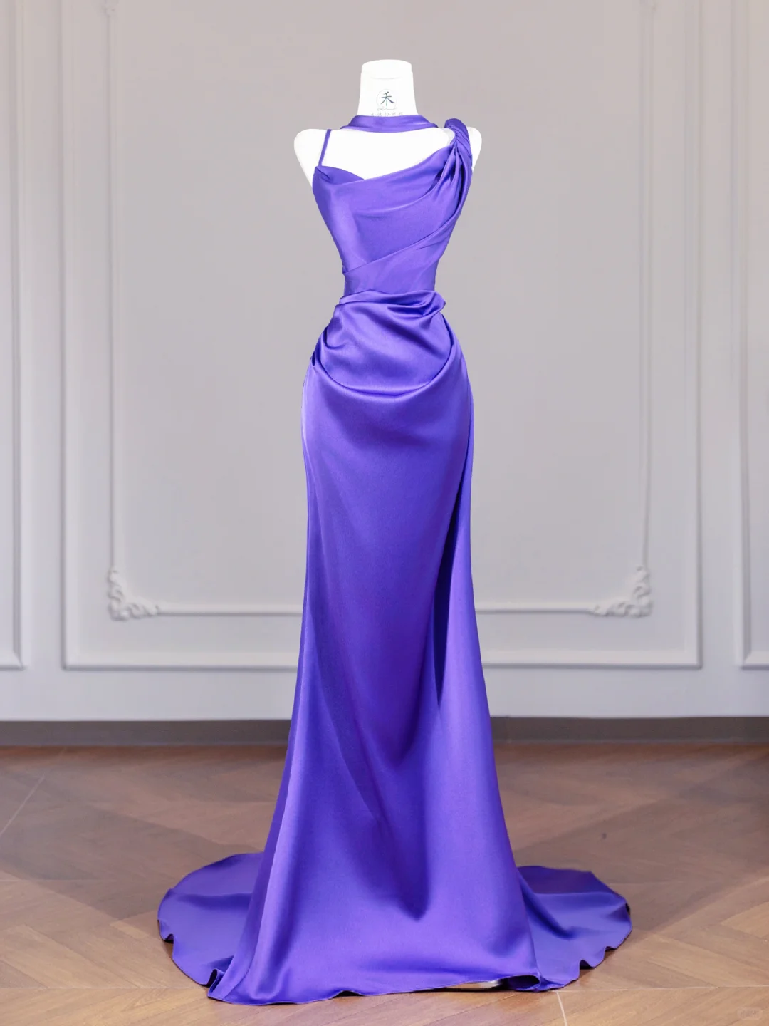Stunning Purple Mermaid Spaghetti Strap Satin Long Prom Dress Party Dress HZ1023