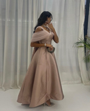 A Line Off the Shoulder Rhinestone Satin Prom Dress Evening Dress HZ1023