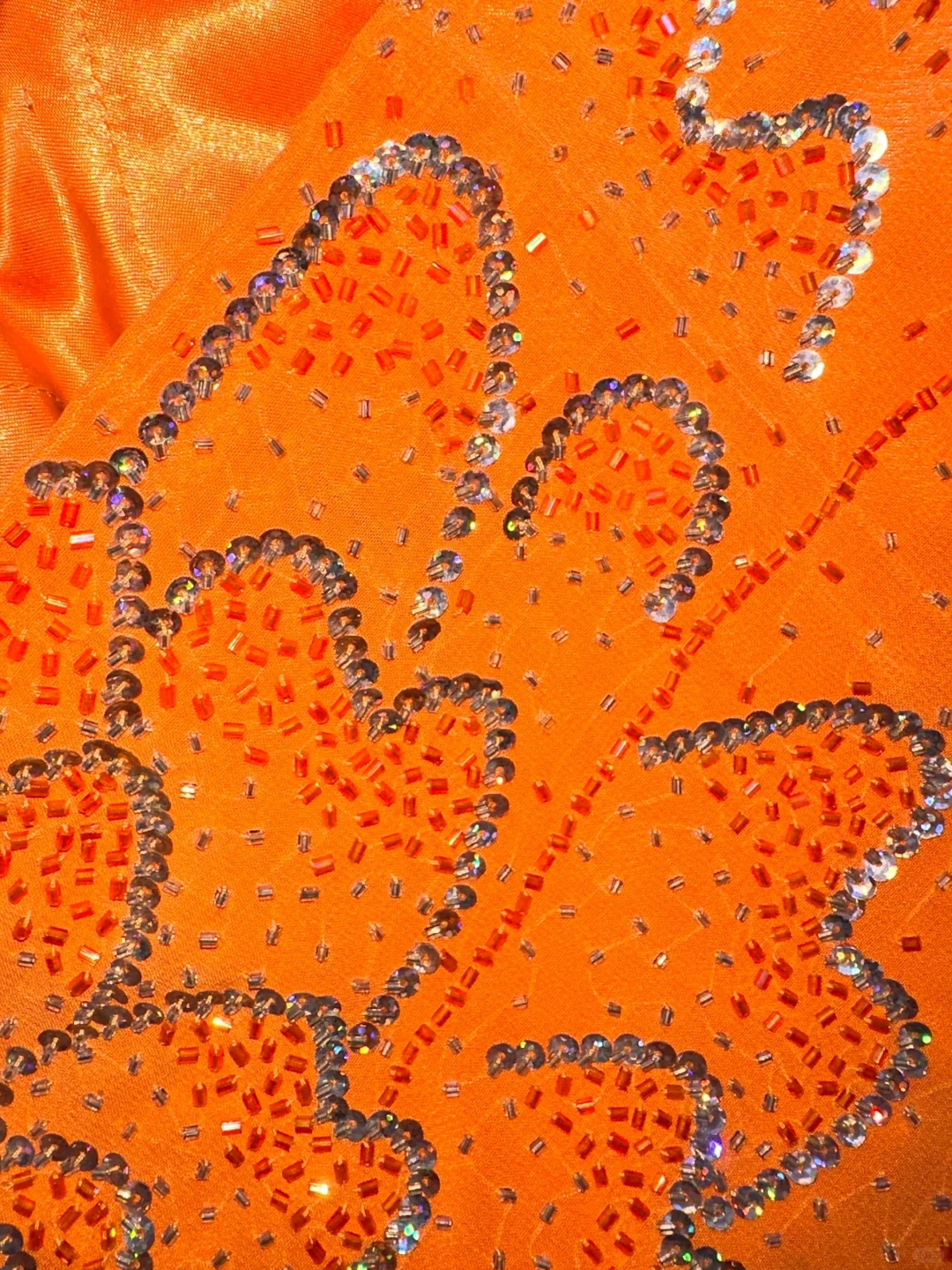 Stunning Mermaid Strapless Beaded Sequin Orange Chiffon Long Prom Dress Party Dress HZ1023