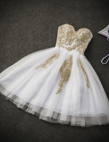 A-line Blue Sweetheart Strapless Appliques Homecoming Dresses HZ1023