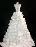 3D Flower White A Line Sweetheart Neck Rhinestone Tulle Long Prom Dress HZ1023