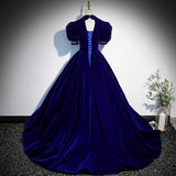 Royal Blue Long V Neckline Prom Dresses Sexy Evening Dress HZ1023