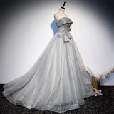 Ball Gown Strapless Tulle Long Prom Dresses HZ1023