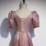 A line Pink Long Prom Dresses HZ1023