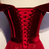 Off The Shoulder Red Tulle Prom Dresses HZ1023