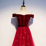 Off The Shoulder Red Tulle Prom Dresses HZ1023