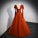 A Line Organge Long Prom Dresses HZ1023