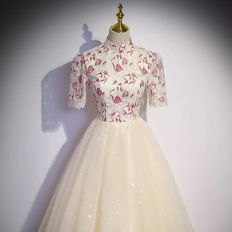 Simple A line Long Tulle Prom Dresses HZ1023