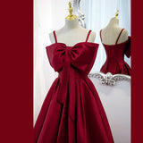 Simple A line Red Long Prom Dresses HZ1023