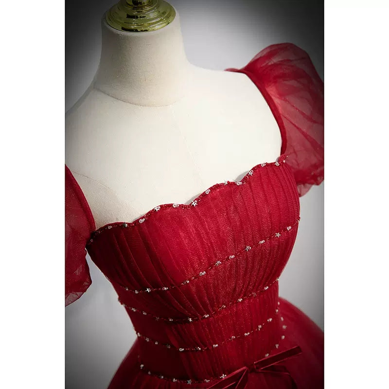 Princess Red Tulle Prom Dresses Sexy Evening Dress HZ1023