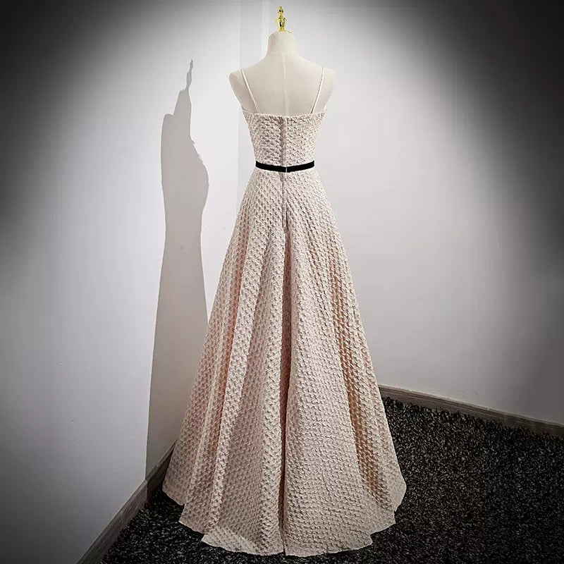 Simple A line Long Lace Prom Dresses HZ1023