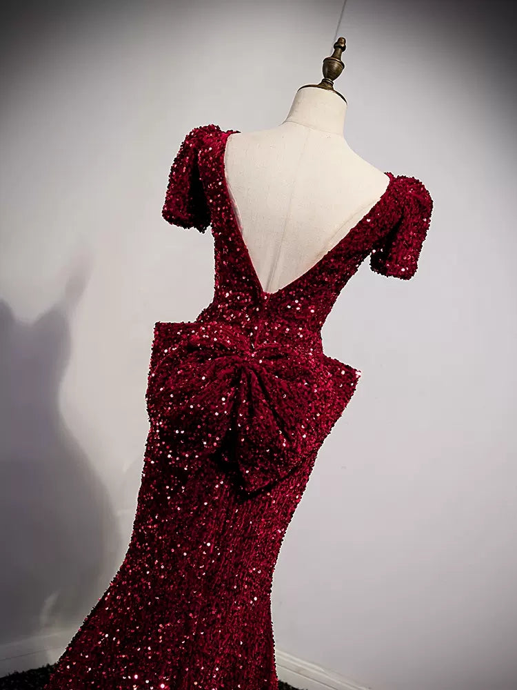 Simple Sequin Mermaid Prom Dresses Sexy Evening Dress HZ1023