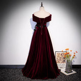 A line Off The Shoulder Velvet Long Prom Dresses HZ1023