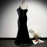 Simple Black Velvet Mermaid Prom Dresses Sexy Evening Dress HZ1023
