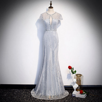 Sexy Sequin Prom Dresses Silver Evening Dress HZ1023