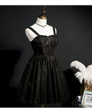 Little Black Sequin Hoco Dress Short Homecoming Dresses HZ1023
