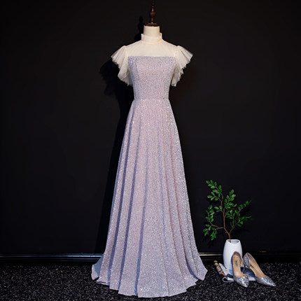 A Line Sequin Long Prom Dresses HZ1023
