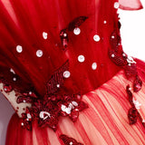 A line Off The Shoulder Tulle Red Prom Dresses Sexy Evening Dress HZ1023