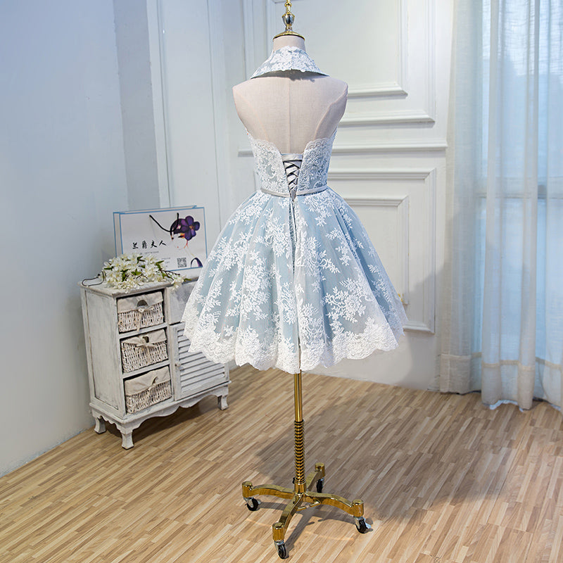 Gray Lace Hoco Dress Short Homecoming Dresses HZ1023