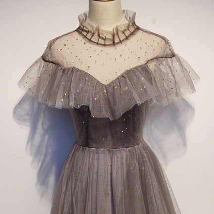 Simple A line Prom Dresses Tulle Evening Dress HZ1023