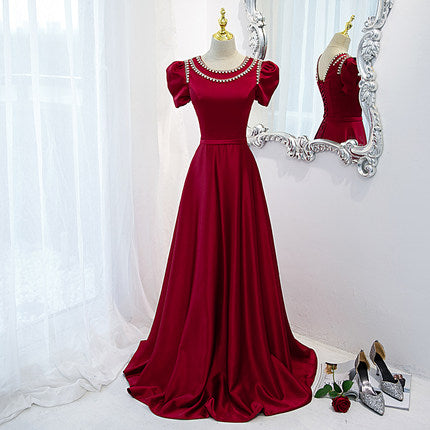 Simple Red Long Prom Dresses HZ1023
