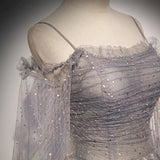 A line Off the Shoulder Long Sleeves Prom Dresses HZ1023