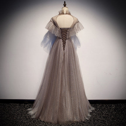 Simple A line Prom Dresses Tulle Evening Dress HZ1023