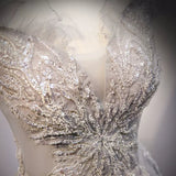 A line Tulle Long Prom Dresses HZ1023