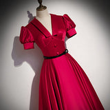 A line Red Knee Length Prom Dresses HZ1023