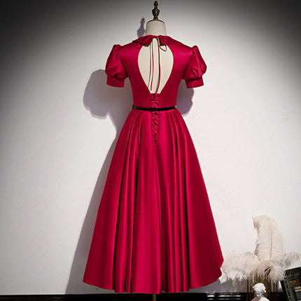 A line Red Knee Length Prom Dresses HZ1023