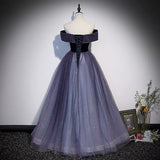 Princess Off The Shoulder Grape Tulle Prom Dresses Sexy Evening Dress HZ1023