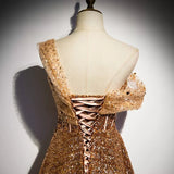 One Shoulder Sequin Prom Dresses HZ1023