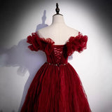 Off The Shoulder Red Prom Dresses Sexy Evening Dress HZ1023