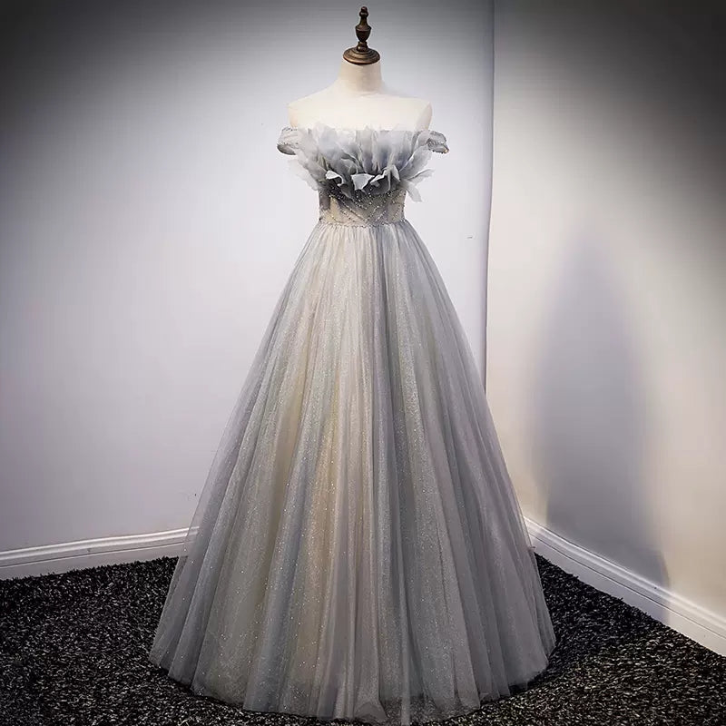 Cute A Line Strapless Prom Dresses Sexy Evening Dress HZ1023