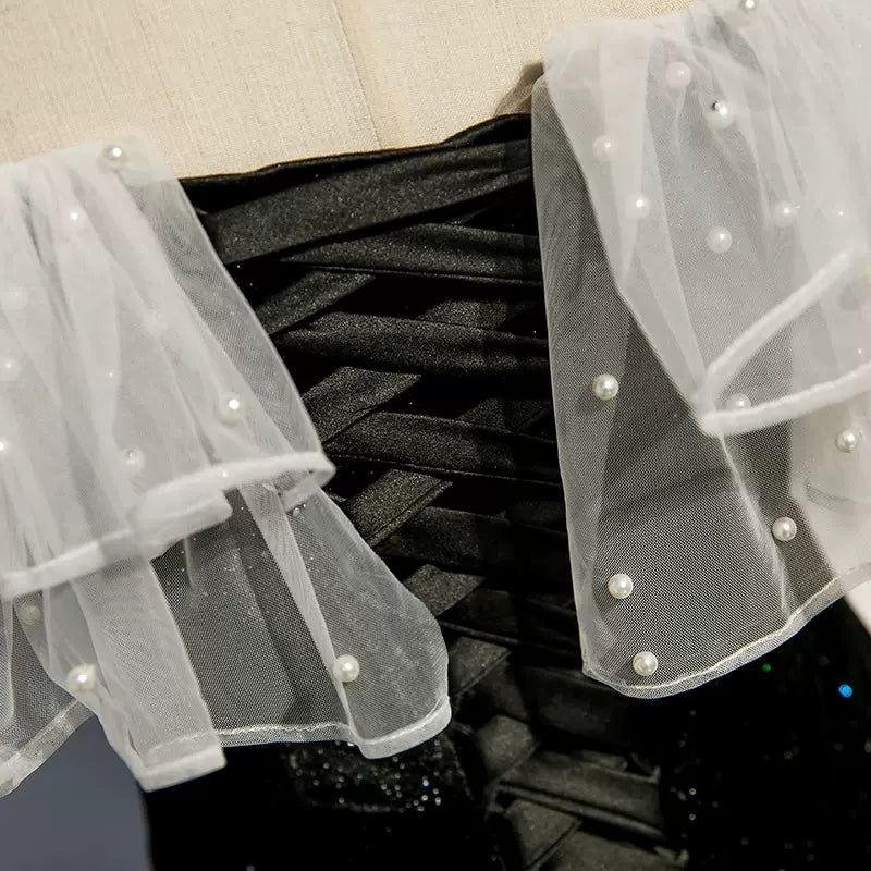 Off the Shoulder Mermaid Black Prom Dresses Sexy Evening Dress HZ1023