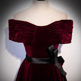 A line Off The Shoulder Velvet Long Prom Dresses HZ1023