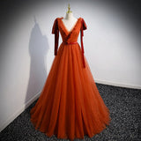 A Line Organge Long Prom Dresses HZ1023