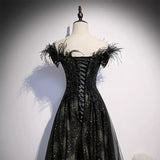 Off the Shoulder Black Prom Dresses Sexy Evening Dress HZ1023