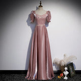 A line Pink Long Prom Dresses HZ1023