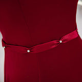 Mermaid Red Satin Prom Dresses HZ1023