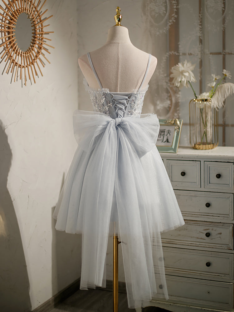 Princess Silver Hoco Dress Short Homecoming Dresses HZ1023
