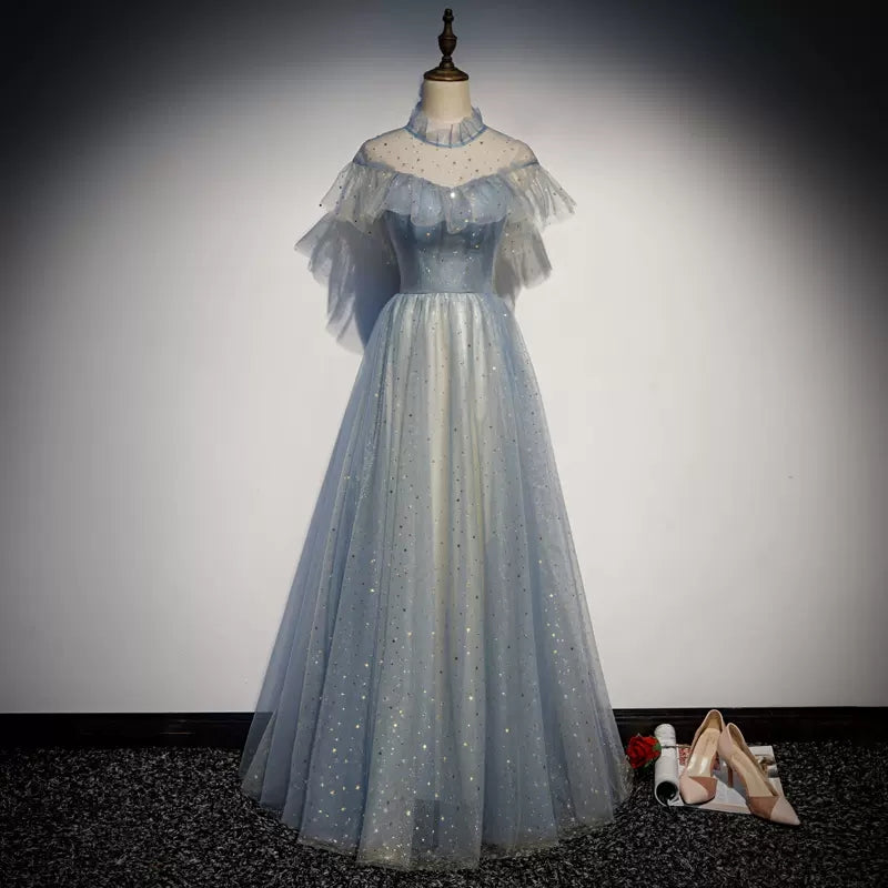 A line Tulle Prom Dresses Sexy Prom Dress HZ1023