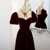 Simple A line Long Red Prom Dresses HZ1023