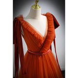 A Line Organge Long Prom Dresses HZ1023