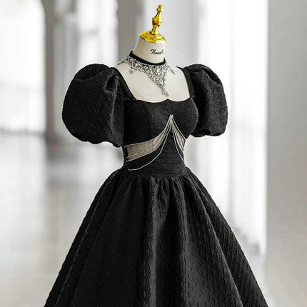 Ball Gown Puffy Sleeves Long Prom Dresses HZ1023